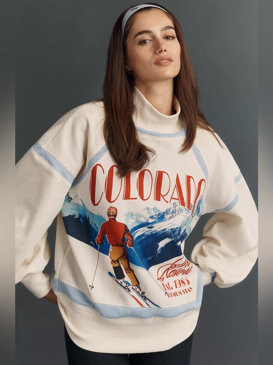 Anthropologie Tops - Anthropologie Daily Practice Base Plate Colorado Ski Mock Neck Sweatshirt